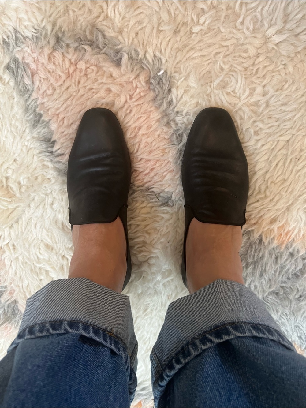 The Row Alys Black Slip-On Soft Leather Loafers